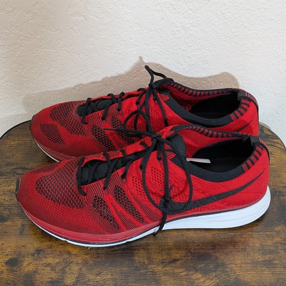 Nike Flyknit Racer Mens Red Black Athletic Running Shoes Sneakers Size 11 - Picture 7 of 15